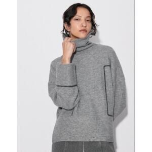 ZARA Grey Knit Sweater with Black Piping (size L)